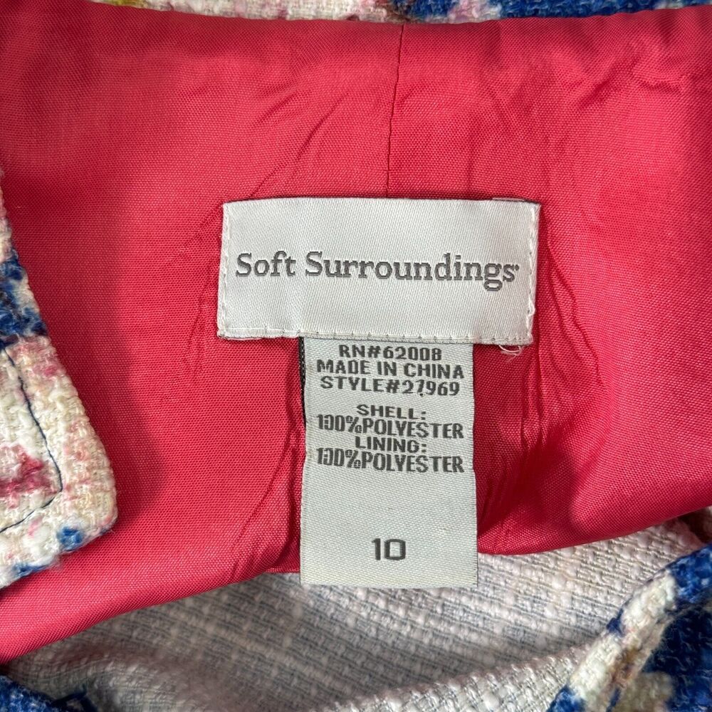 Soft Surroundings Jacket Womens 10 Floral Spring Blazer Career Snap Button Blue - Picture 7 of 10